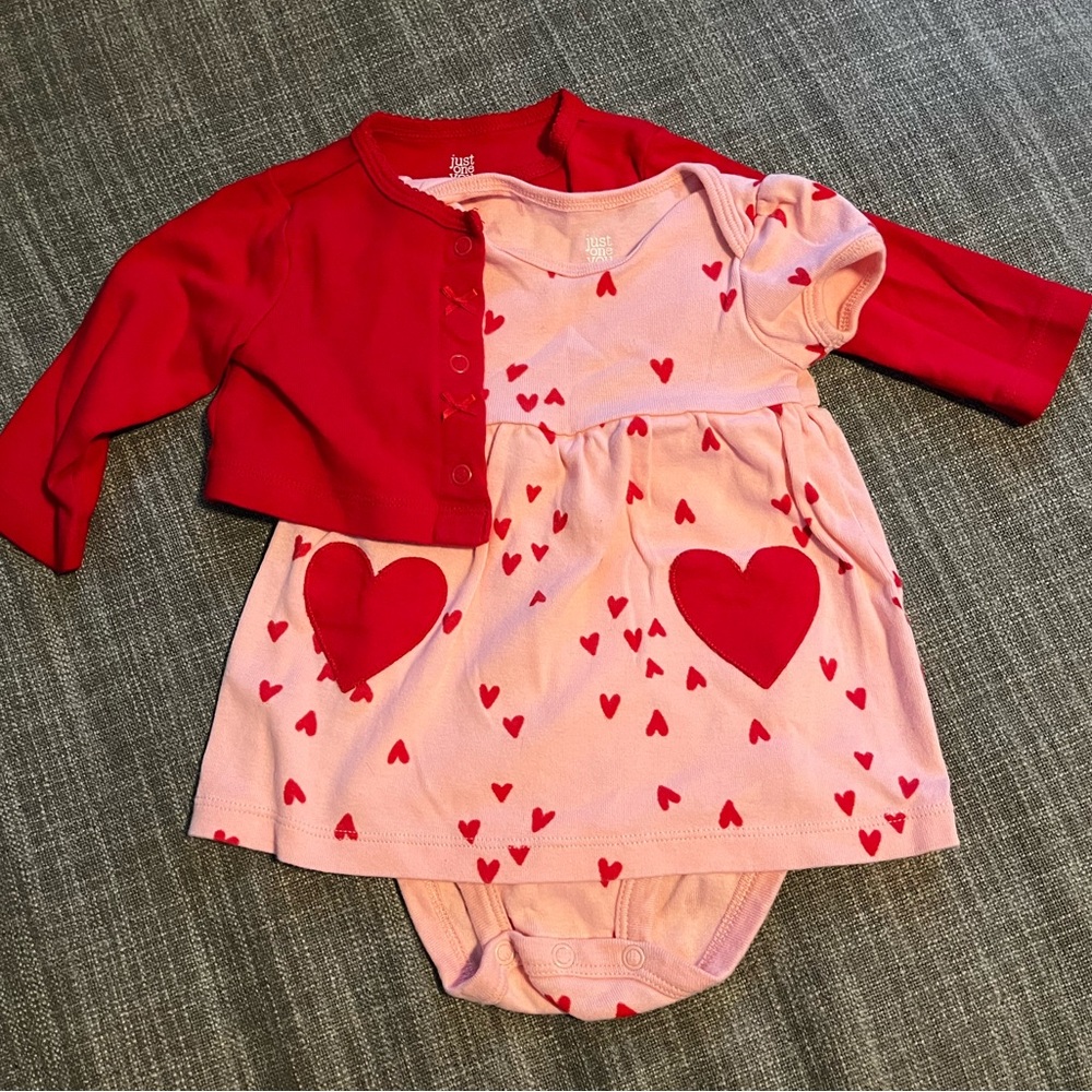 Carters Just One You heart baby girl matching dress/cardigan - 6mo